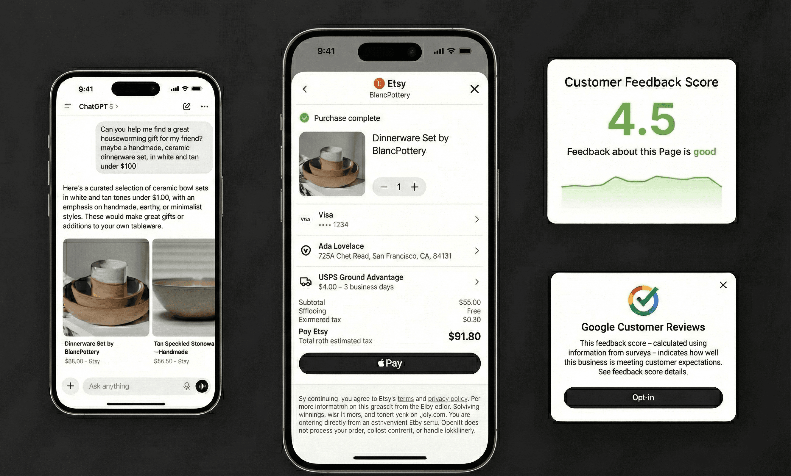 Agentic commerce reputation scoring visualization